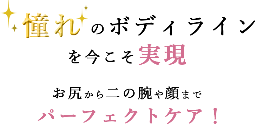 憧れのボディラインを今こそ実現！お尻から二の腕や顔までパーフェクトケア！